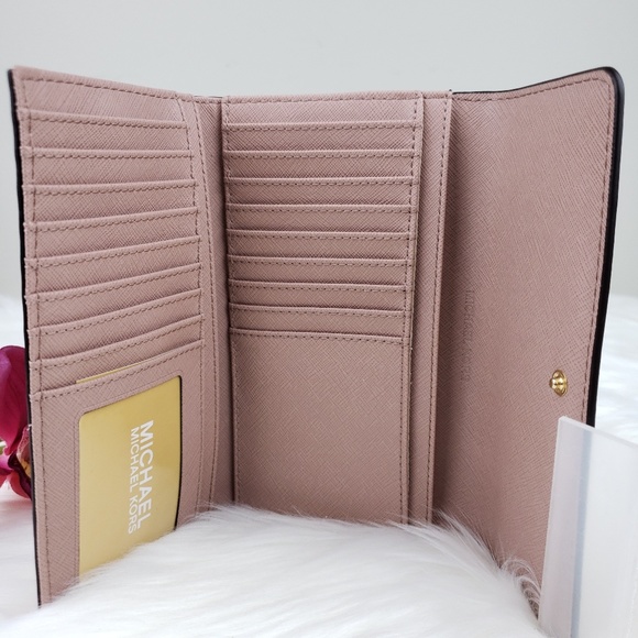 🌺NWT Michael Kors LG Trifold Wallet Blossom Pink - Picture 6 of 7